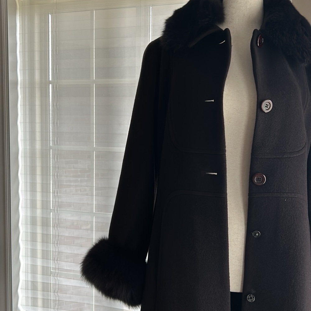 Donatella. Wool/Angora long winter trench coat. Size 10